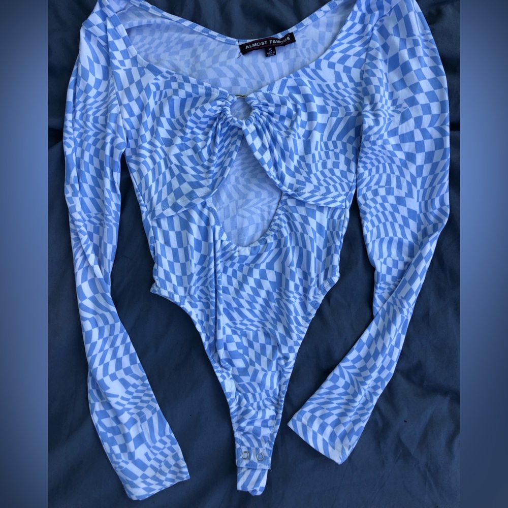 Blue Checkered Bodysuit